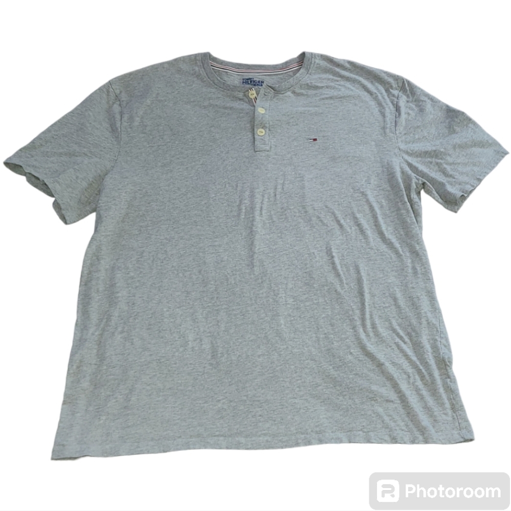 Tommy Hilfiger‎ gray cotton short sleeve Henley T-Shirt XXL